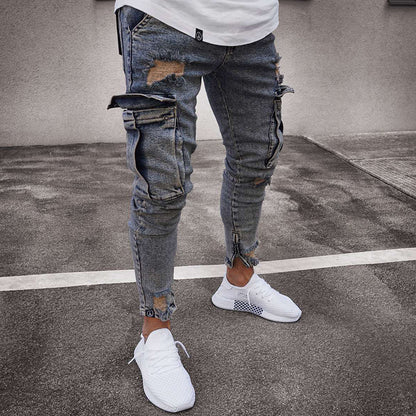 New Design Wholesale Plus Size Skinny Cargo Zipper Fly Jeans Men Sehe Fashion - Hiccupzz