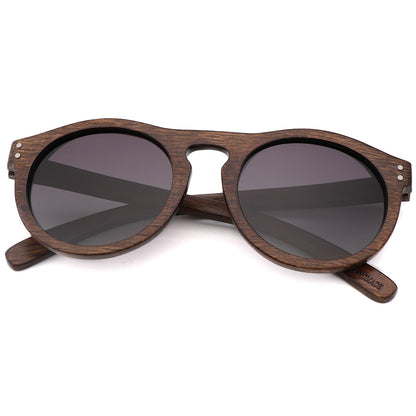 Handmade Retro Wooden Polarized Men's Sunglasses Round shape UV400 - Hiccupzz