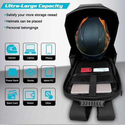LED Knight Waterproof Hard Shell Laptop Motorcycle Backpack - Hiccupzz