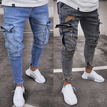 New Design Wholesale Plus Size Skinny Cargo Zipper Fly Jeans Men Sehe Fashion - Hiccupzz