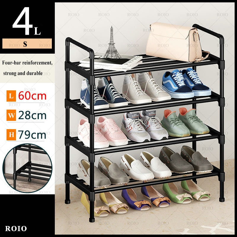 Simple Shoe Rack Metal Shoe Shelf Footwear Shoe Rack Living Room Space Saving Shoes Organizer Stand Holder Black Shoe Shelf