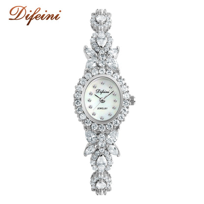 New Diamond Simple Iced Out Baguette Zircon quartz Watch Jewelry Female Watch Band Fancy Ladies Women's MOP Wrist Watches - Hiccupzz