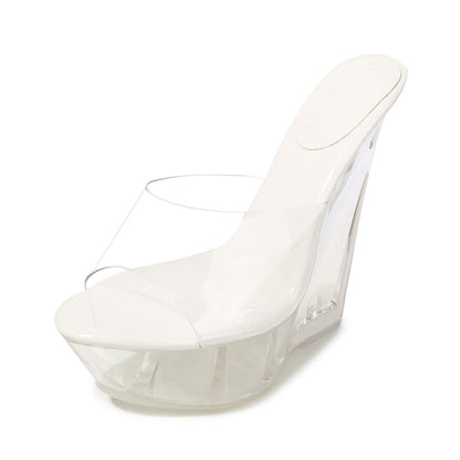 Private label trendy transparent sexy women's super high heel sandals - Hiccupzz