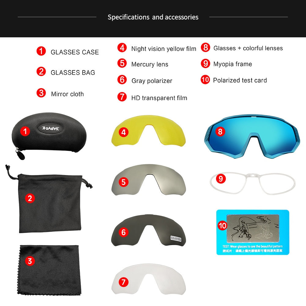 Sport Polarized 5 Lens Cycling Glasses