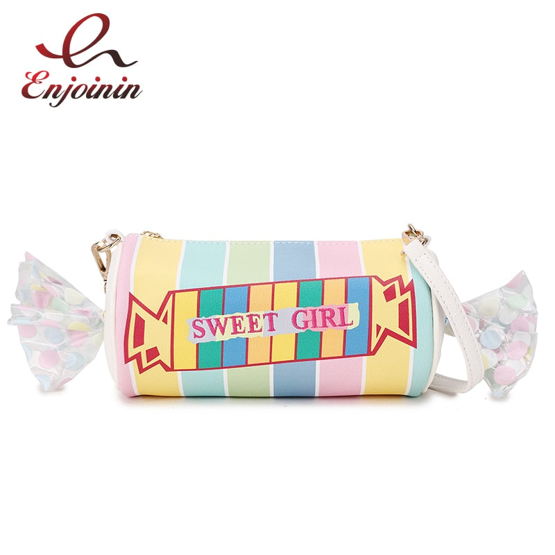 Sweet Candy Design Shoulder Bag Color Stripe Pu Women 2023