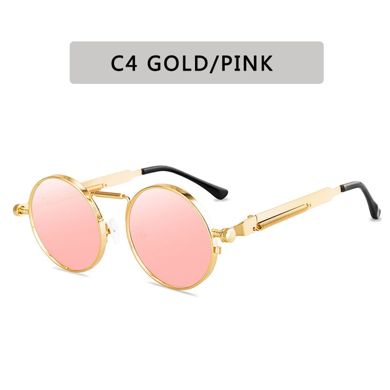 Vintage Punk Style Sunglasses Men Retro Round Metal Frame  Women Sun Glasses Fashion Eyewear Gafas sol mujer UV400