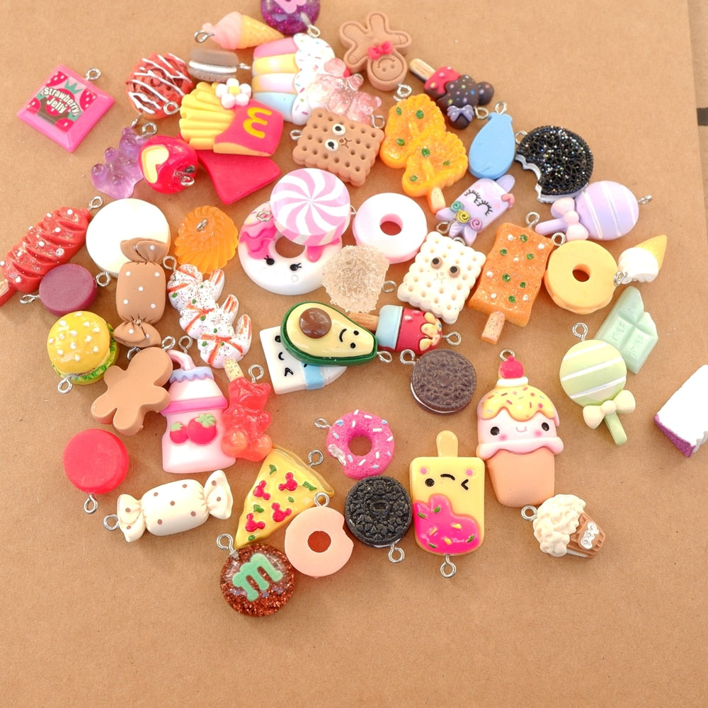 20/30/60/100Pcs/lot By Random Cake Candy Food Charms For Jewelry