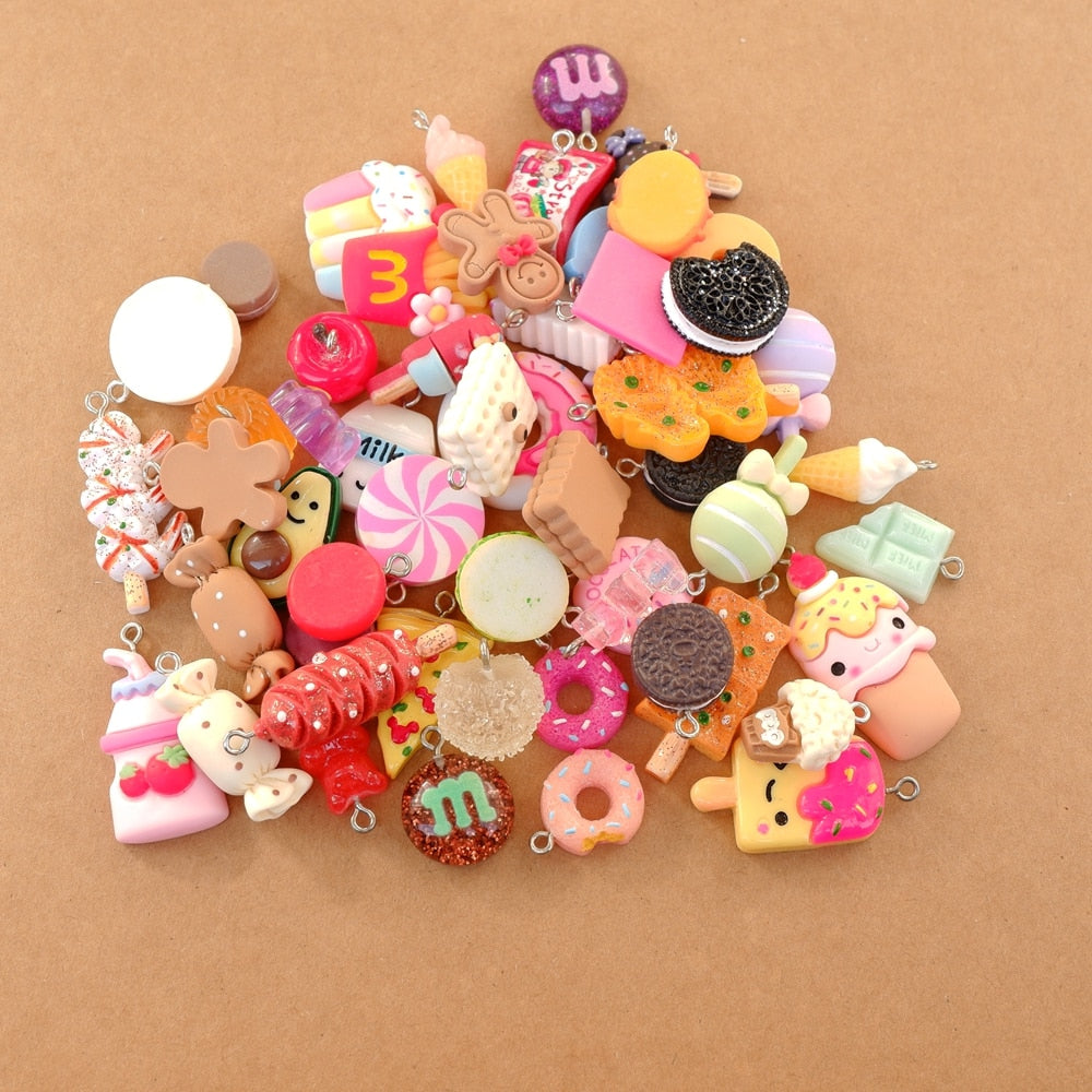 20/30/60/100Pcs/lot By Random Cake Candy Food Charms For Jewelry