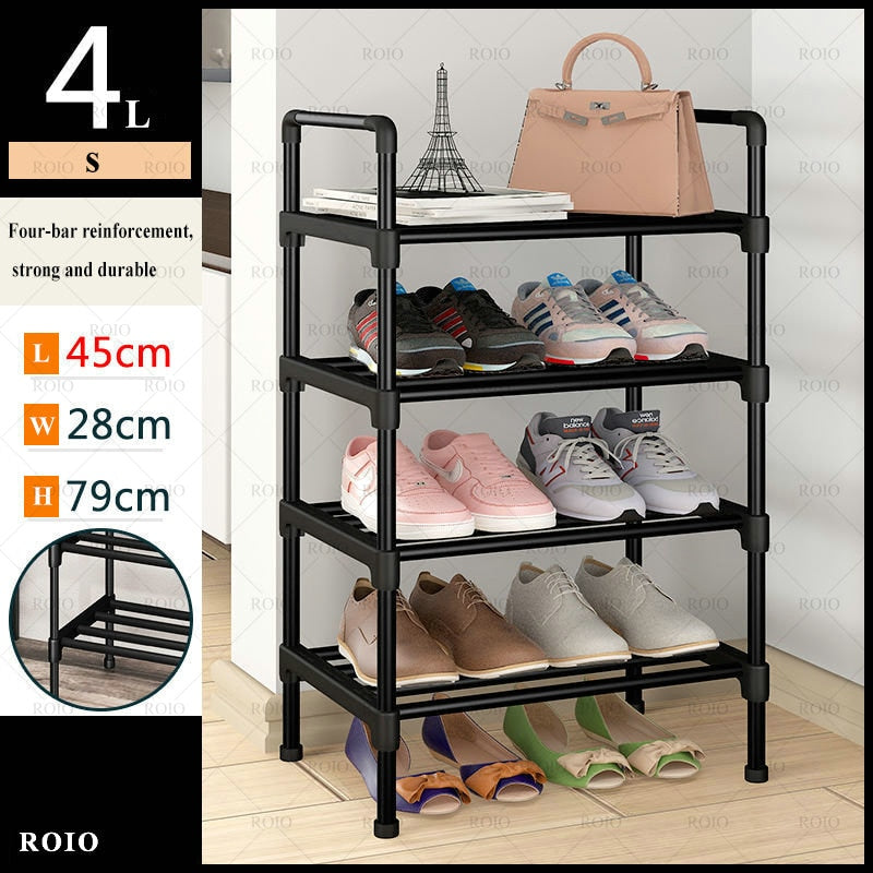 Simple Shoe Rack Metal Shoe Shelf Footwear Shoe Rack Living Room Space Saving Shoes Organizer Stand Holder Black Shoe Shelf