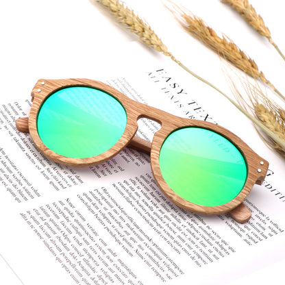 Handmade Retro Wooden Polarized Men's Sunglasses Round shape UV400 - Hiccupzz