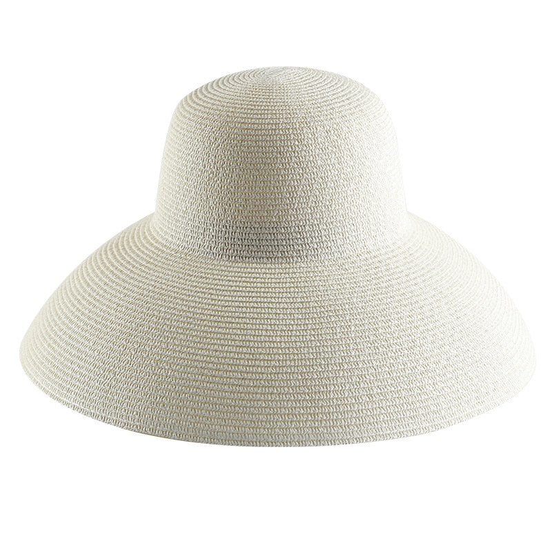 Summer hat new female sun hat folding beach hat big brim travel sunscreen Hepburn wind sun hat travel