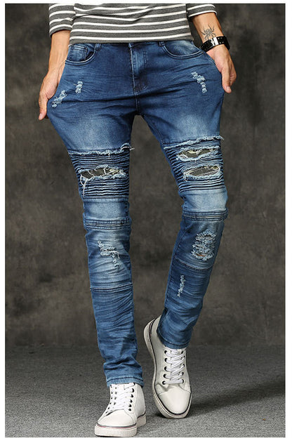 Casual Ripped Denim Pants High Street Jeans For Men - Hiccupzz