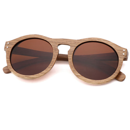 Handmade Retro Wooden Polarized Men's Sunglasses Round shape UV400 - Hiccupzz