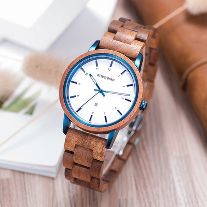 Bobo Bird Steel and Wood Quartz Watch - Fashion Men’s and Women’s Timepiece - Hiccupzz