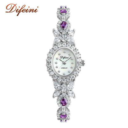 New Diamond Simple Iced Out Baguette Zircon quartz Watch Jewelry Female Watch Band Fancy Ladies Women's MOP Wrist Watches - Hiccupzz