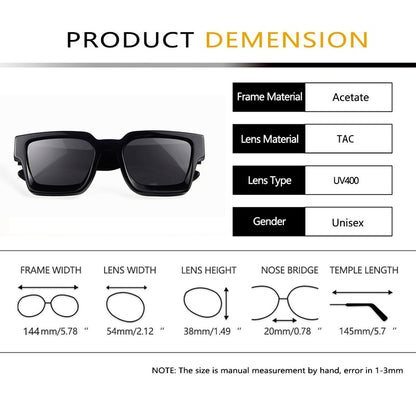 Thick Crystal Acetate Square Sunglasses Men High Quality Polarized Driving Sun Glasses Women Designer Oculos UV400 Case - Hiccupzz