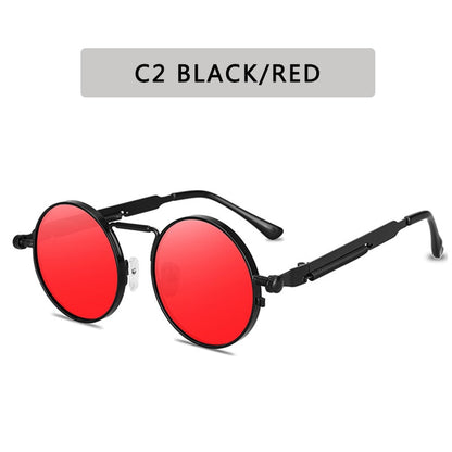 Vintage Punk Style Sunglasses Men Retro Round Metal Frame  Women Sun Glasses Fashion Eyewear Gafas sol mujer UV400 - Hiccupzz
