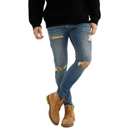 Free Sample Top Quality Side Pocket Ripped Jeans Original Stretch Denim Jeans Mens - Hiccupzz