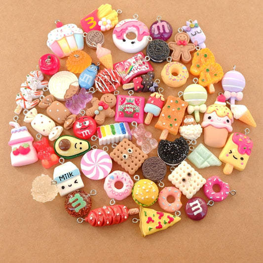 20/30/60/100Pcs/lot By Random Cake Candy Food Charms For Jewelry