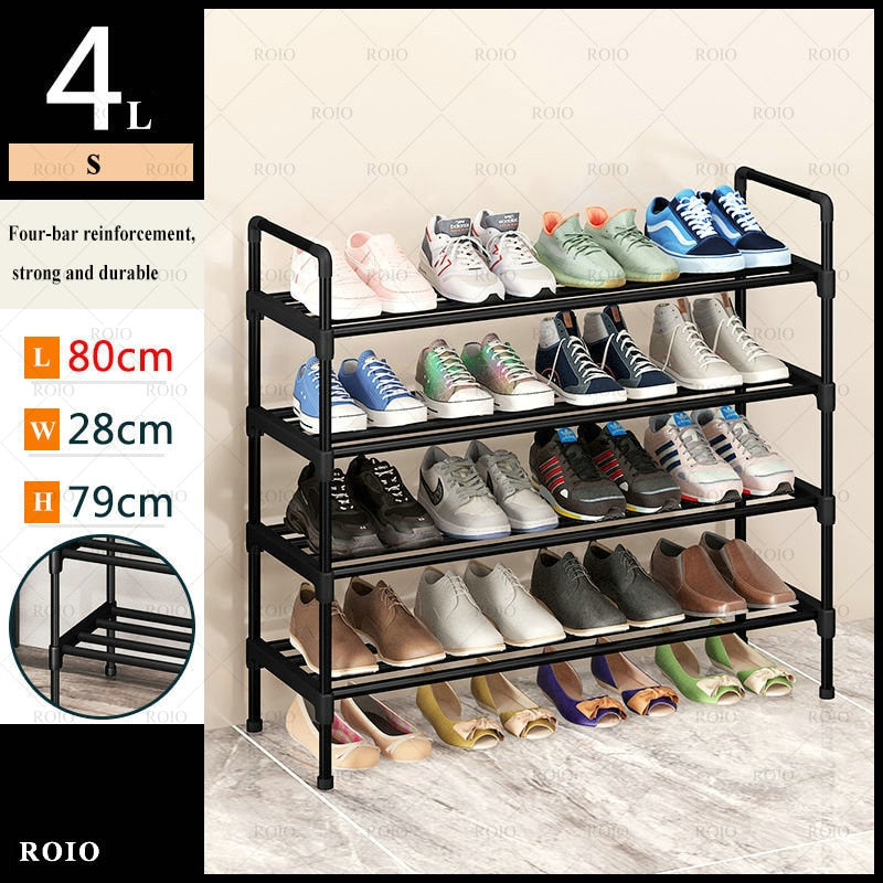 Simple Shoe Rack Metal Shoe Shelf Footwear Shoe Rack Living Room Space Saving Shoes Organizer Stand Holder Black Shoe Shelf