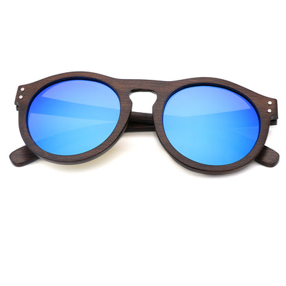 Handmade Retro Wooden Polarized Men's Sunglasses Round shape UV400 - Hiccupzz