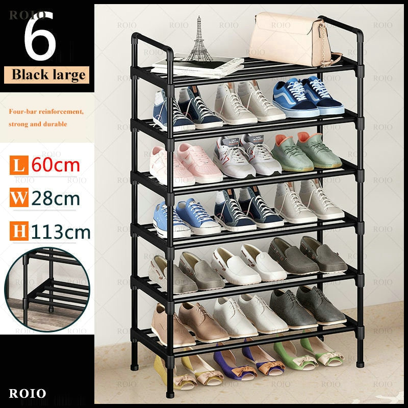 Simple Shoe Rack Metal Shoe Shelf Footwear Shoe Rack Living Room Space Saving Shoes Organizer Stand Holder Black Shoe Shelf