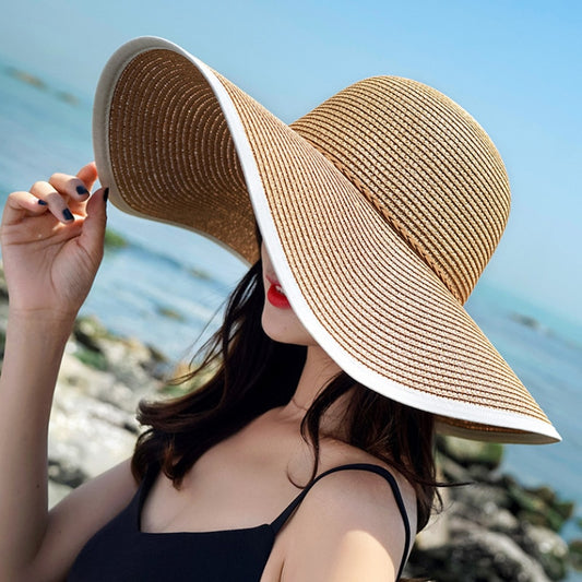 Large Big Wide Brim Hat Women Solid Summer Sun Hat Ladies Packable Floppy Straw Hat Women Beach Cap Female Dome Beach Hat