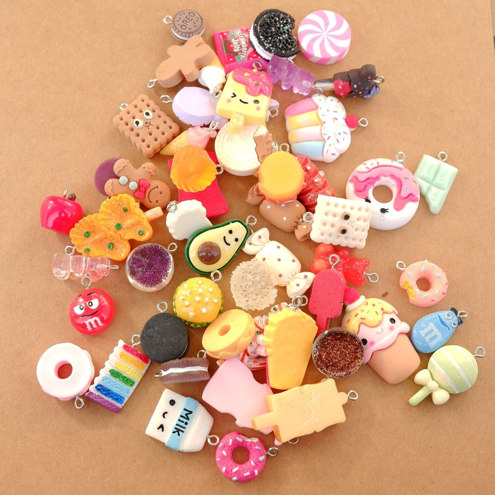 20/30/60/100Pcs/lot By Random Cake Candy Food Charms For Jewelry