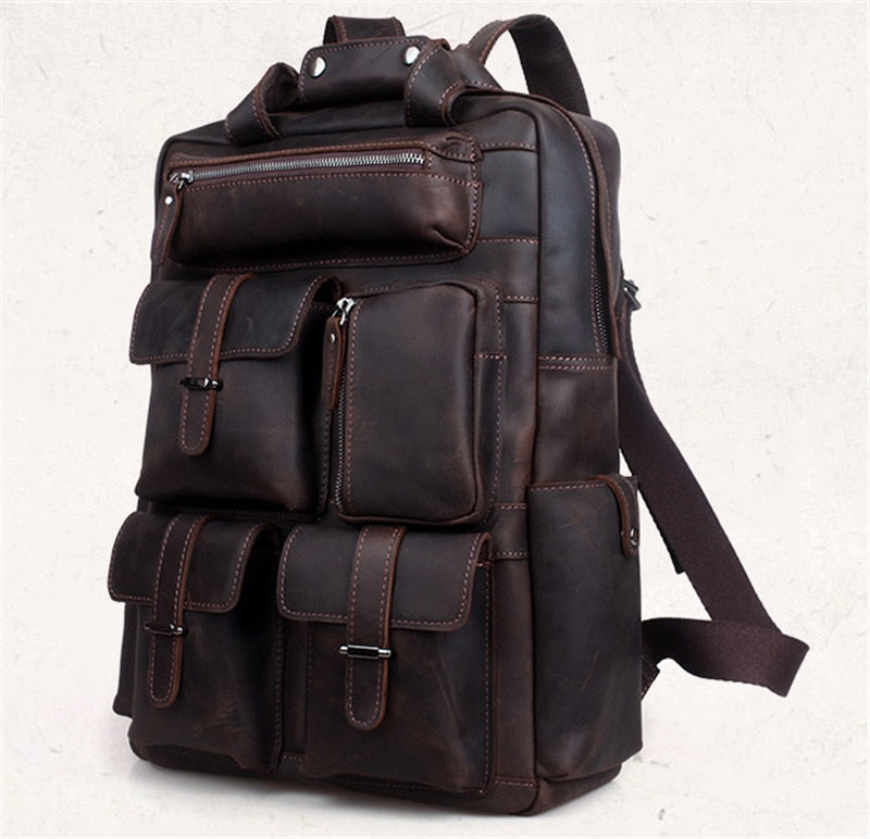 Vintage New 2023 Men's Genuine Leather Backpack Men