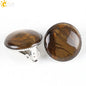 Women Girl Summer Jewelry Round Natural Stone Bead Clip on Earrings - Hiccupzz