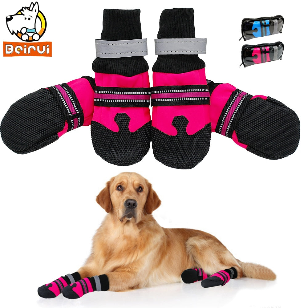 4pcs Waterproof No-Slip Dog Shoes