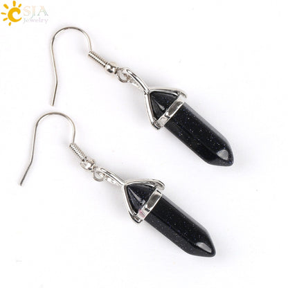 Hexagonal Reiki Natural Stone Crystal Earrings - Hiccupzz