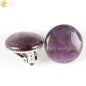 Women Girl Summer Jewelry Round Natural Stone Bead Clip on Earrings - Hiccupzz