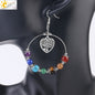 7 Chakra Tree of Life Women Drop Earrings Natural Round Gem Stone - Hiccupzz