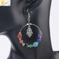 7 Chakra Tree of Life Women Drop Earrings Natural Round Gem Stone - Hiccupzz