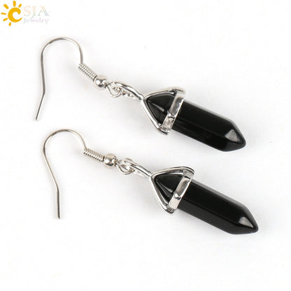 Hexagonal Reiki Natural Stone Crystal Earrings - Hiccupzz