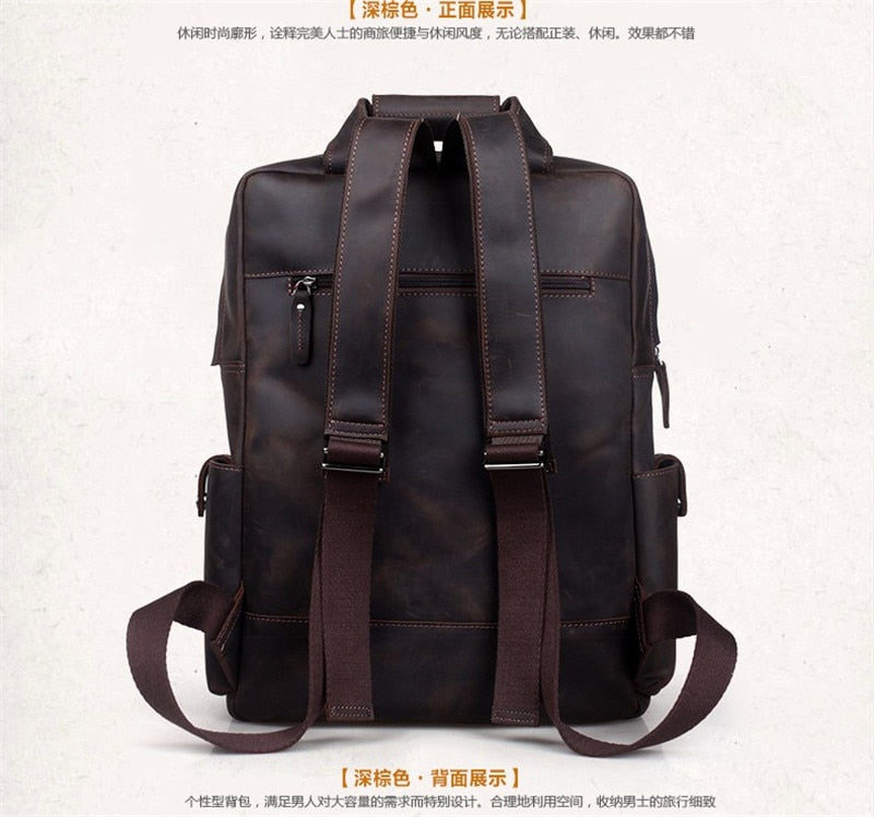 Vintage New 2023 Men's Genuine Leather Backpack Men