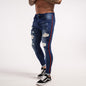 Best Sales Red Side Striped Blue Ripped Biker Pants Denim Custom Men Jeans - Hiccupzz