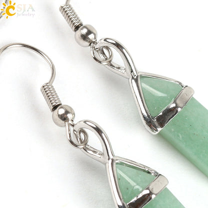 Hexagonal Reiki Natural Stone Crystal Earrings - Hiccupzz