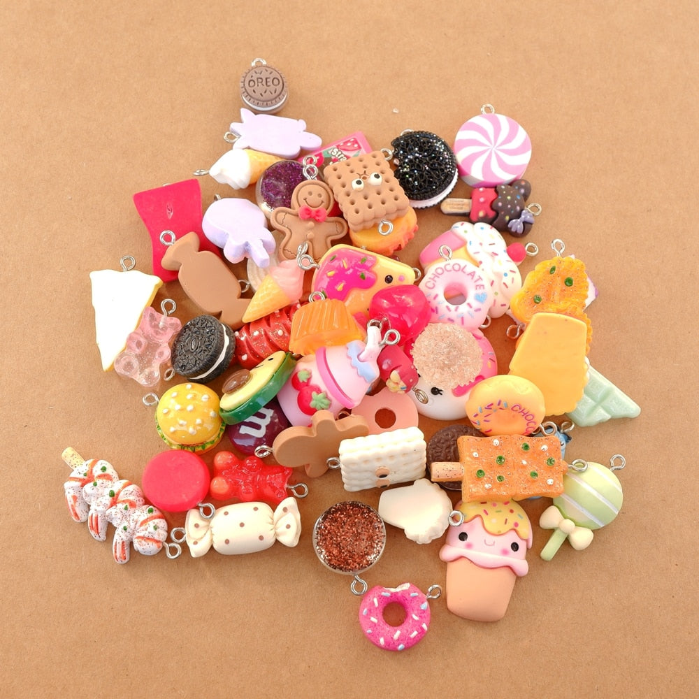 20/30/60/100Pcs/lot By Random Cake Candy Food Charms For Jewelry