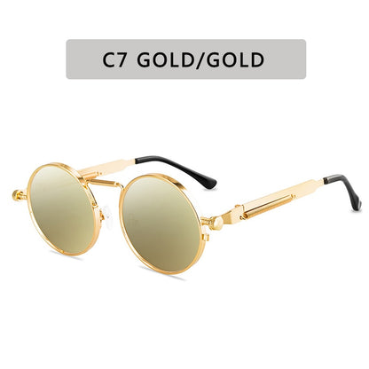 Vintage Punk Style Sunglasses Men Retro Round Metal Frame  Women Sun Glasses Fashion Eyewear Gafas sol mujer UV400 - Hiccupzz