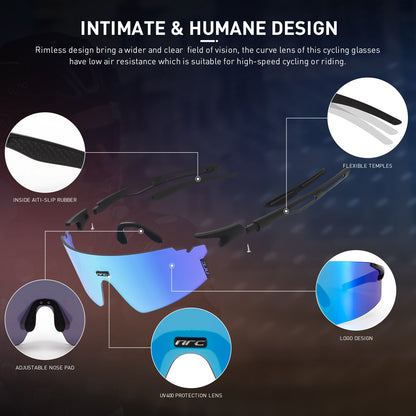 NRC 3 Lens UV400 Cycling Sunglasses TR90 Sports Bicycle Glasses MTB Mountain Bike Fishing Hiking Riding Eyewear for men women - Hiccupzz