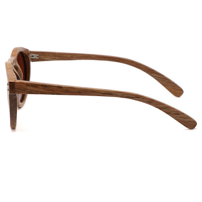 Handmade Retro Wooden Polarized Men's Sunglasses Round shape UV400 - Hiccupzz