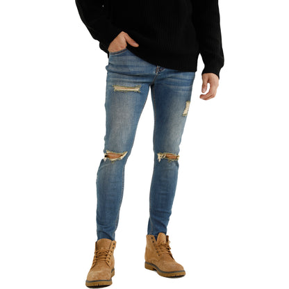 Free Sample Top Quality Side Pocket Ripped Jeans Original Stretch Denim Jeans Mens - Hiccupzz