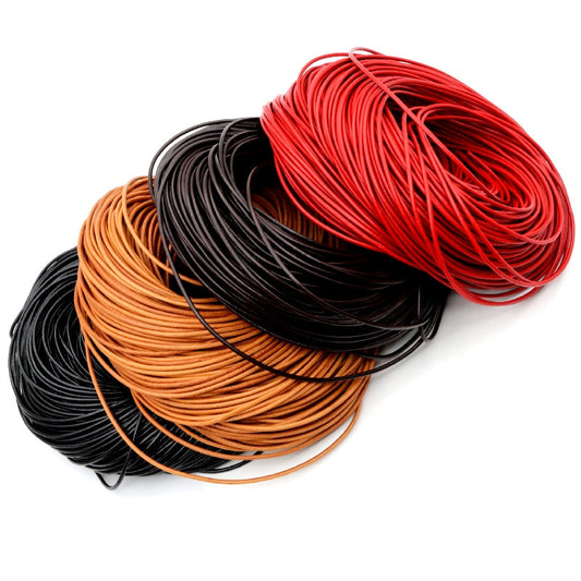 4 Color Genuine Cow Leather Round Thong Cord  for Jewelry Making