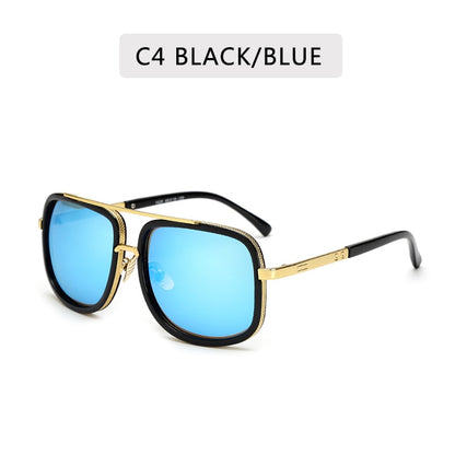 New Fashion Big Frame Sunglasses Men Square  Metal Sun Glasses Women Retro Sun Glasses Vintage High Quality Gafas Oculos De Sol - Hiccupzz