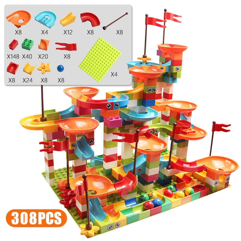 77-308PCS Marble Race Run Big Block DIY Toys For Children - Hiccupzz