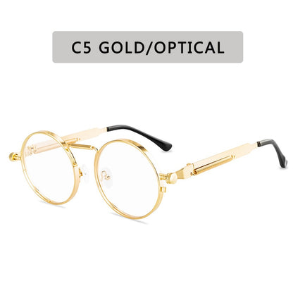 Vintage Punk Style Sunglasses Men Retro Round Metal Frame  Women Sun Glasses Fashion Eyewear Gafas sol mujer UV400 - Hiccupzz