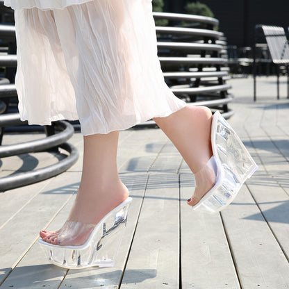 Private label trendy transparent sexy women's super high heel sandals - Hiccupzz