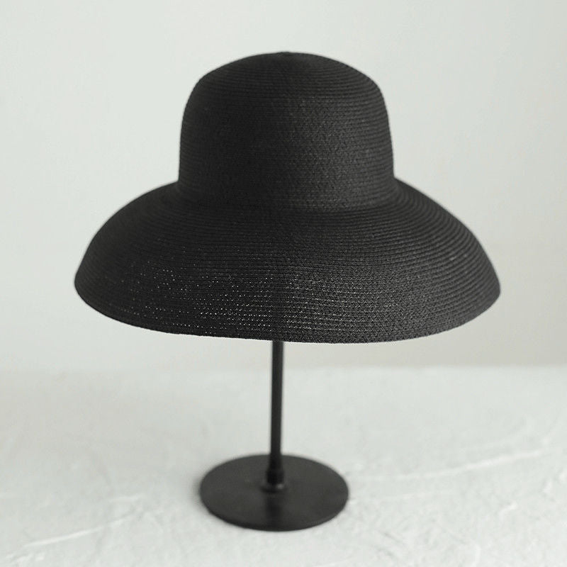 Summer hat new female sun hat folding beach hat big brim travel sunscreen Hepburn wind sun hat travel